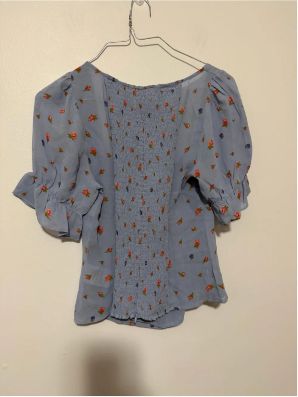 Women's Reformation Floral Blouse Size 4 Blue Red